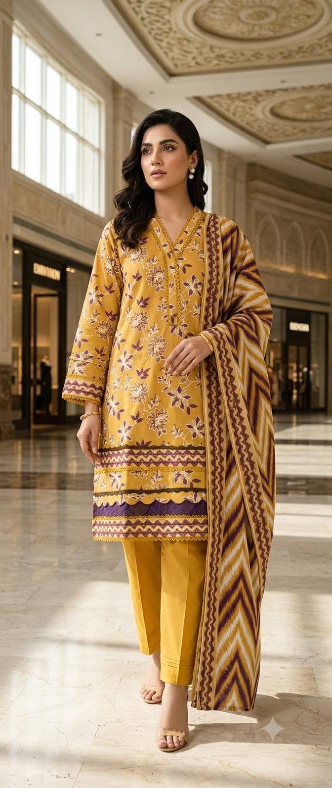 Lawn Printed Stitched 3pcs